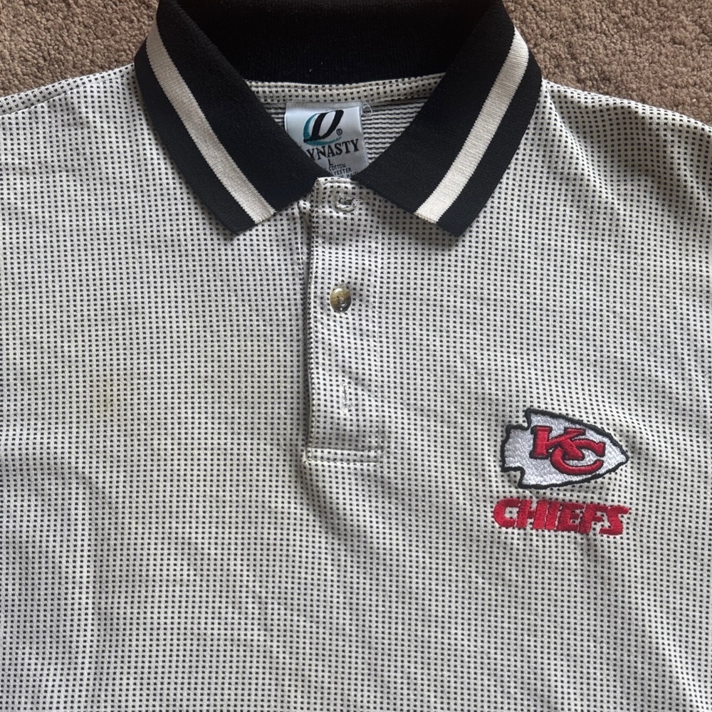 NFL Team KC Chiefs Gray Polo Shirt with Black Trim - Picture 3 of 7